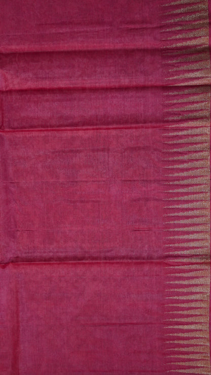 Pure Tussar Saree- Tower Border Mustard