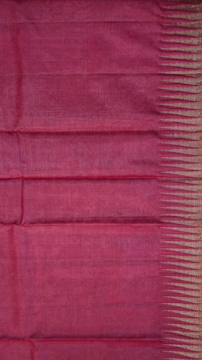 Pure Tussar Saree- Tower Border Green