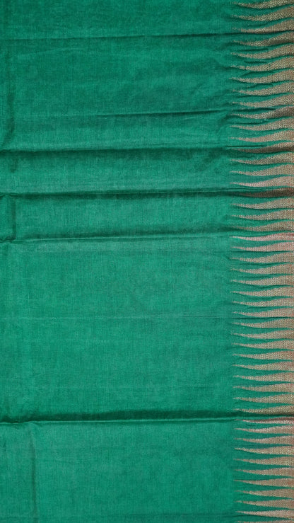 Pure Tussar Saree- Tower Border Dark Purple