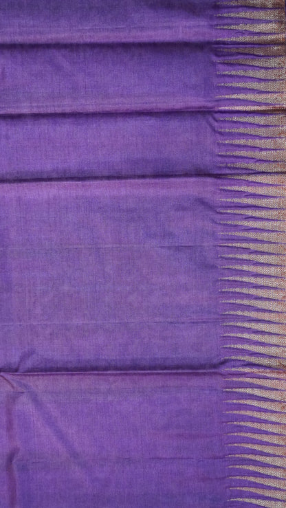 Pure Tussar Saree- Tower Border Orange
