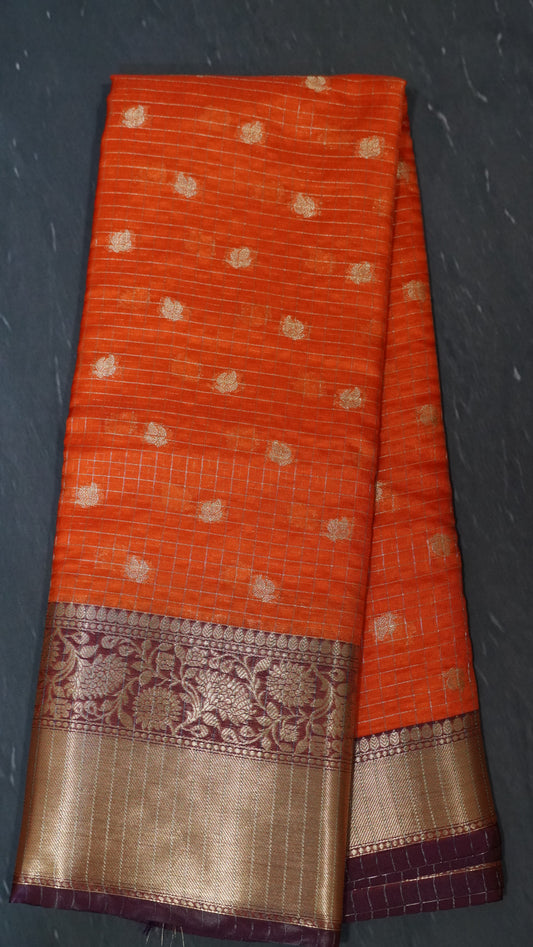 Semi Silk Saree- Orange