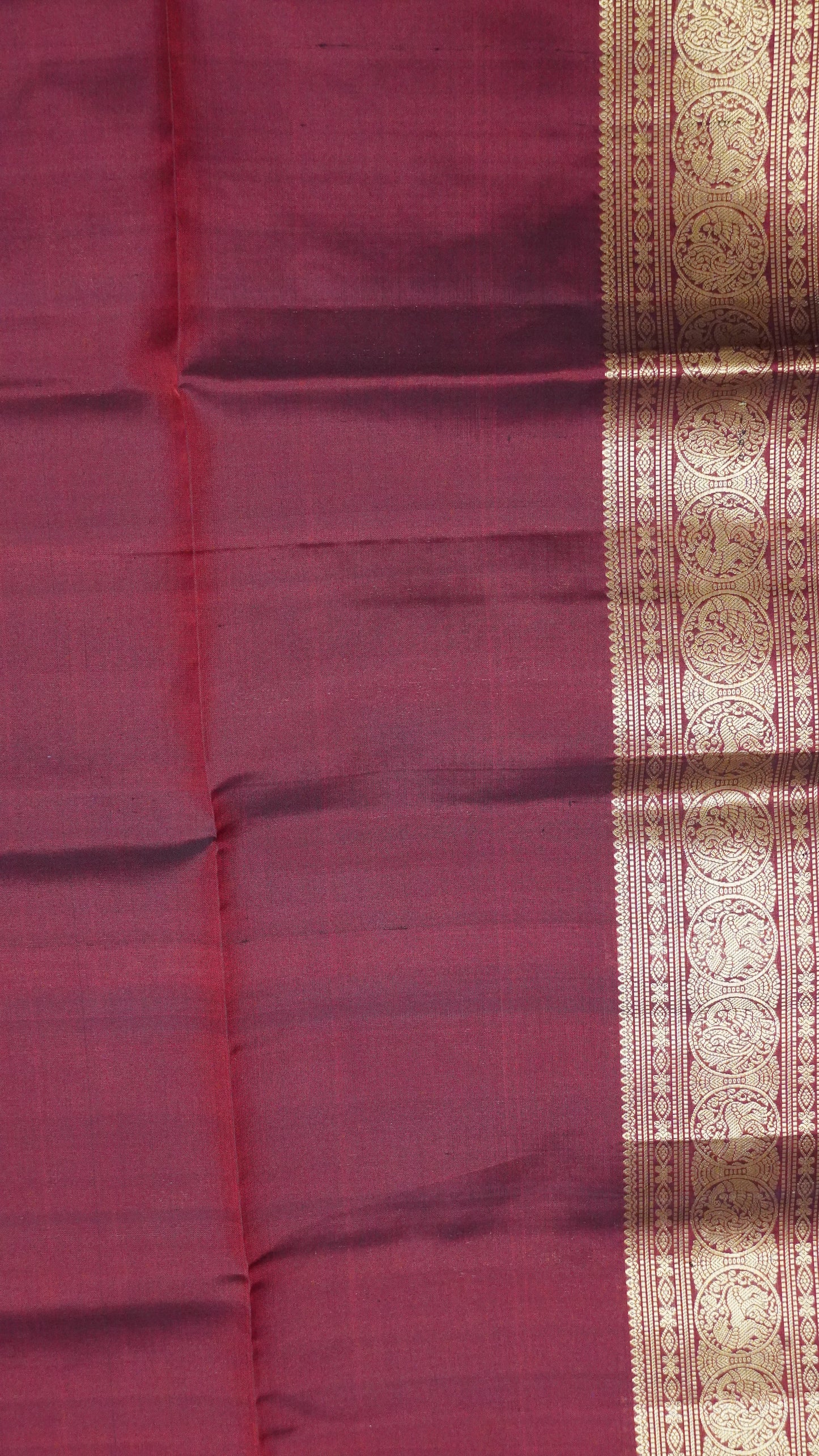 Pure Soft Silk - Round Peacock Buta Maroon
