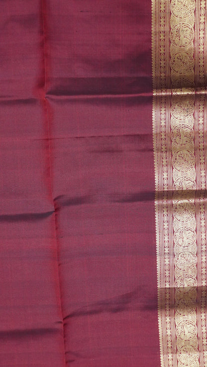 Pure Soft Silk - Round Peacock Buta Maroon