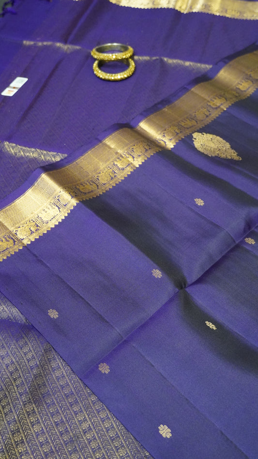 Pure Soft Silk - Round Peacock Buta Purple