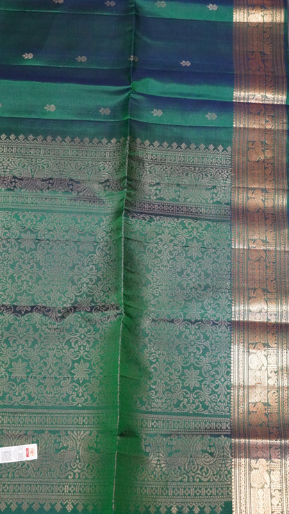 Pure Soft Silk - Round Peacock Buta Dark Green