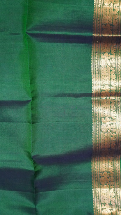 Pure Soft Silk - Round Peacock Buta Dark Green