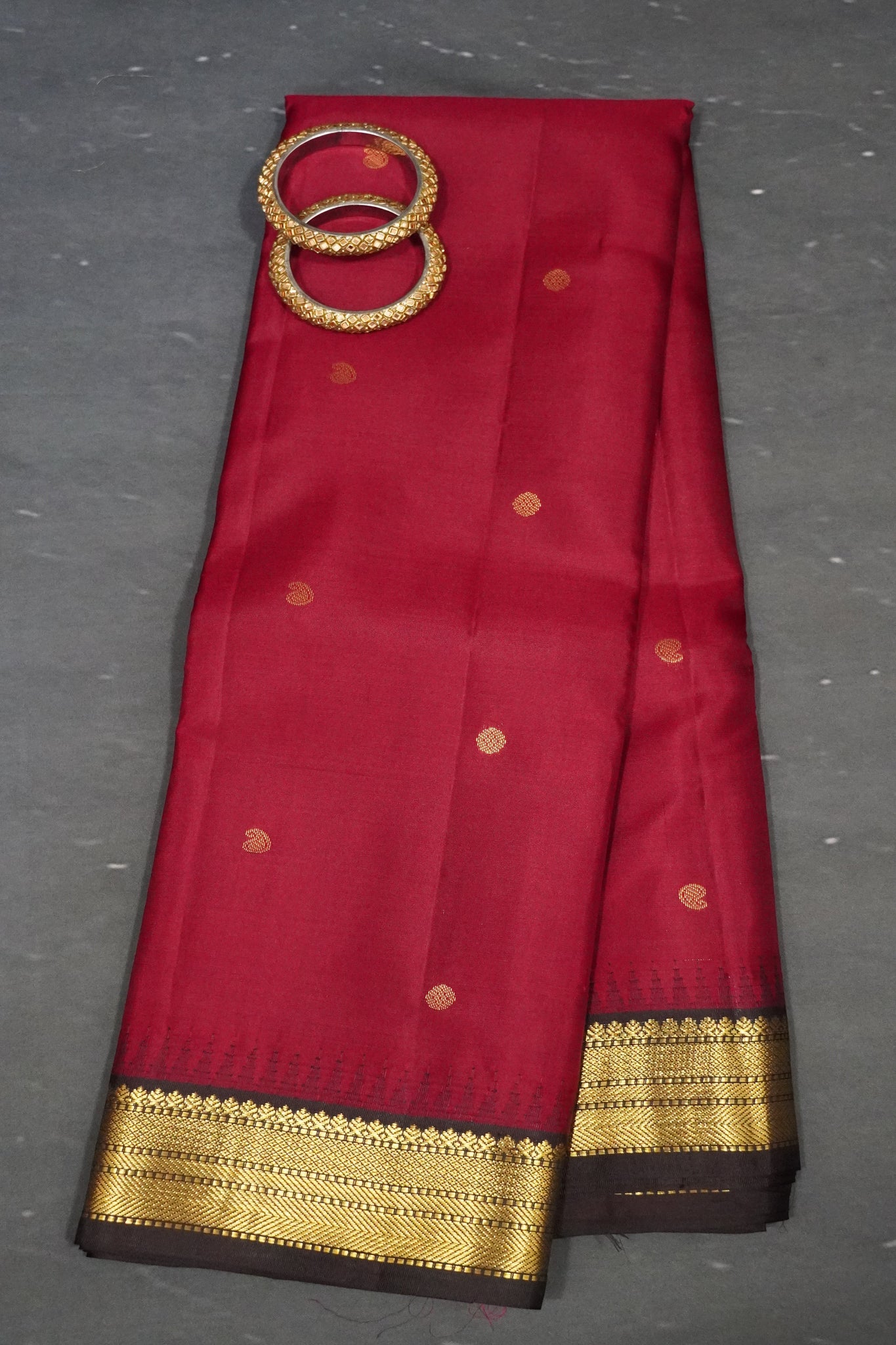 Pure Kanchipuram - Maroon - Brown