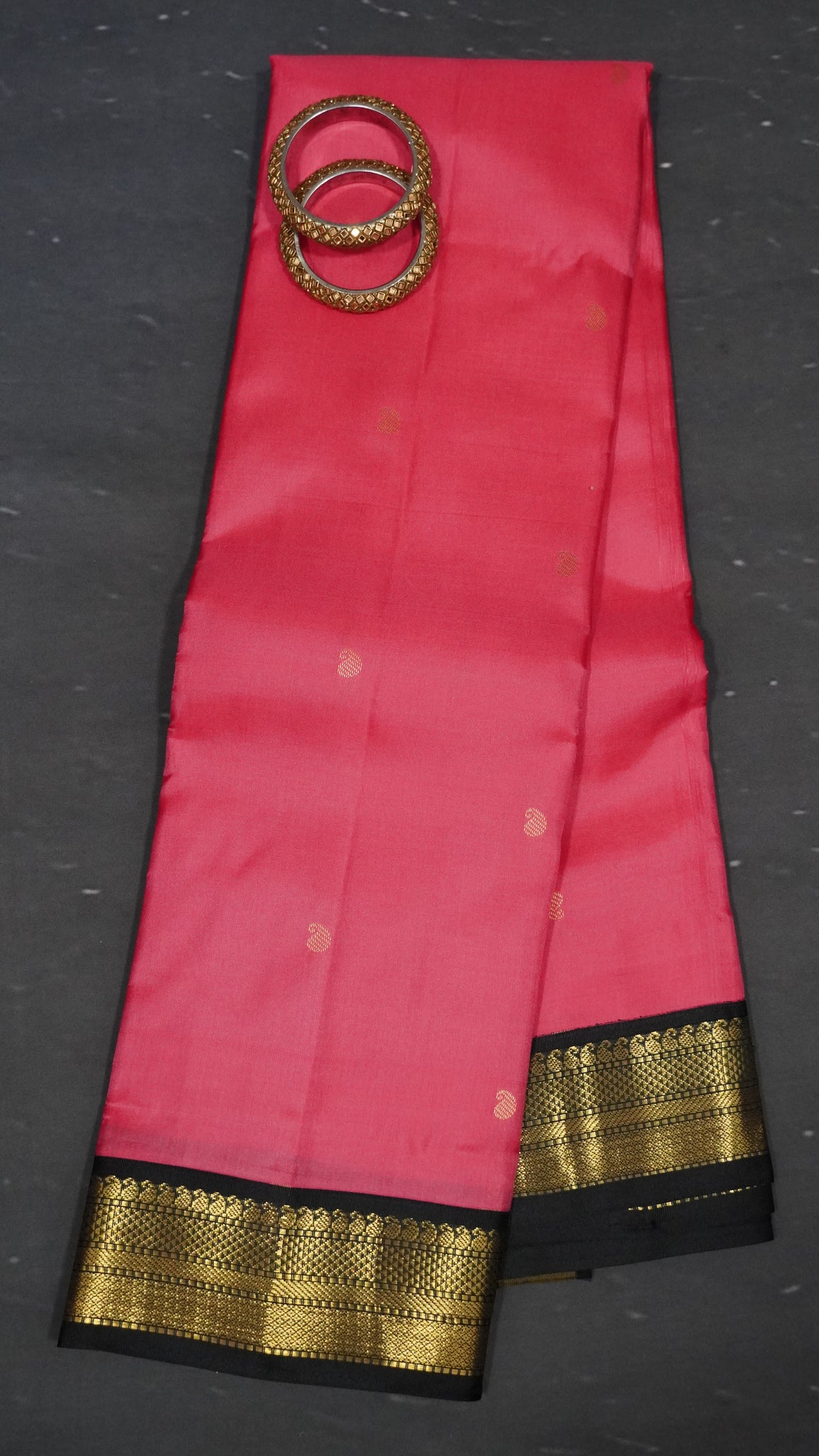 Pure Kanchipuram - Pink - Dark Brown