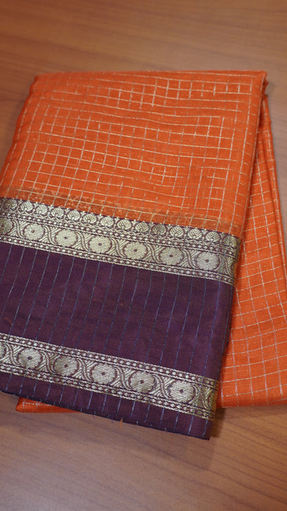 Semi Silk Saree - Orange