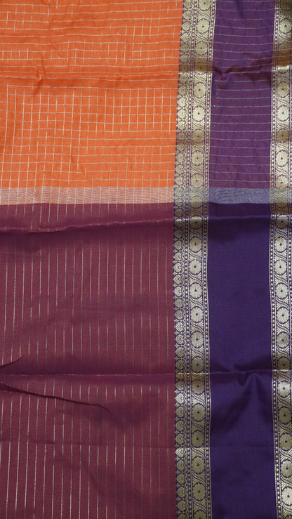 Semi Silk Saree - Orange