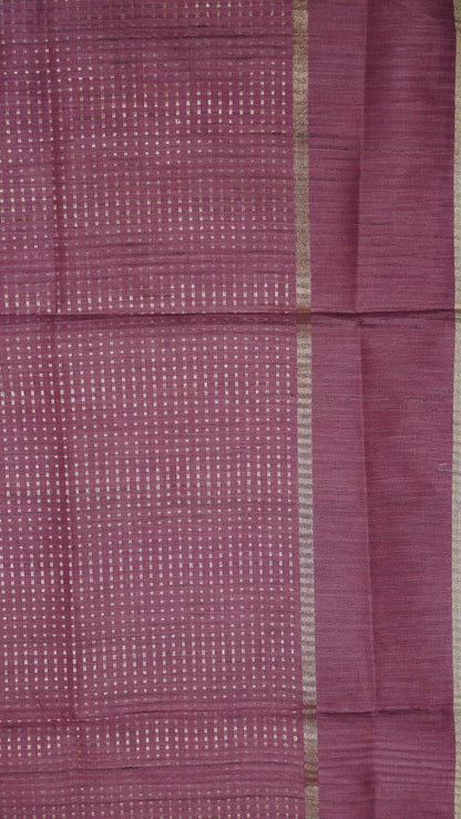 Semi Tussar Saree - Mini Zari Olive Green