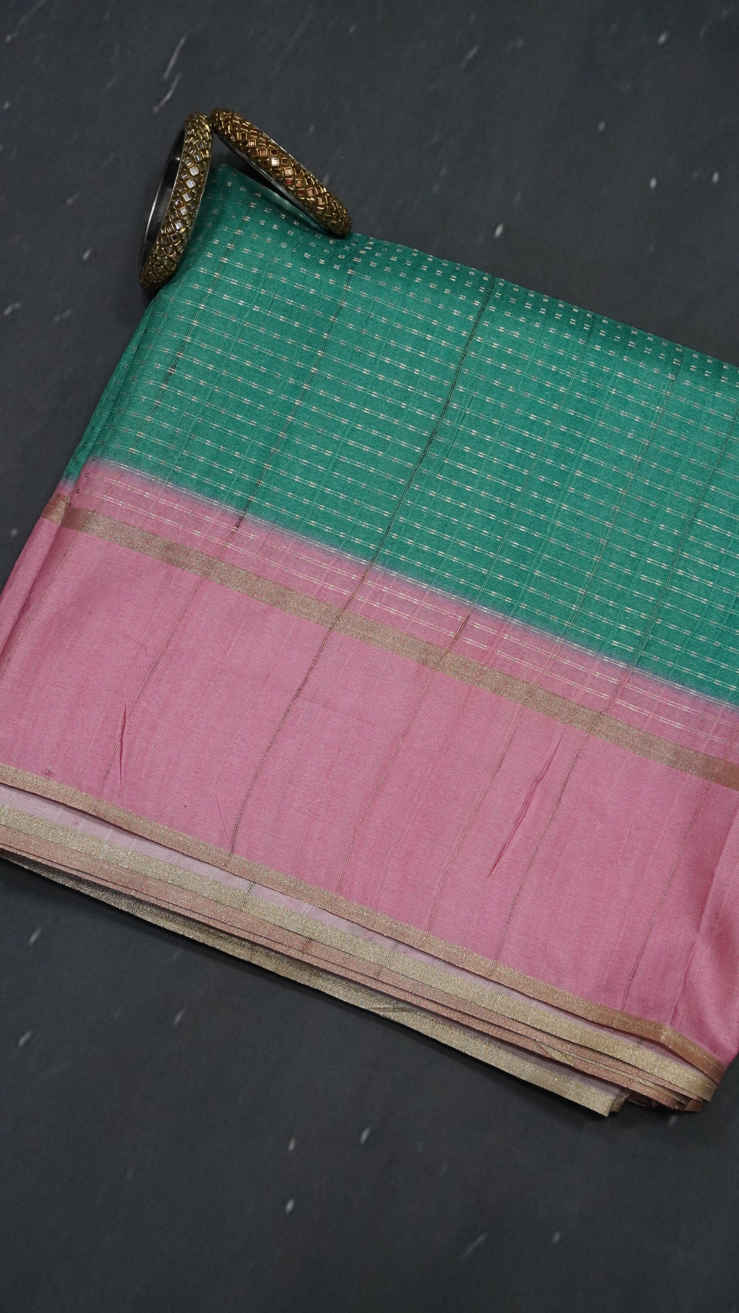 Semi Tussar Saree - Mini Zari Sea Green.