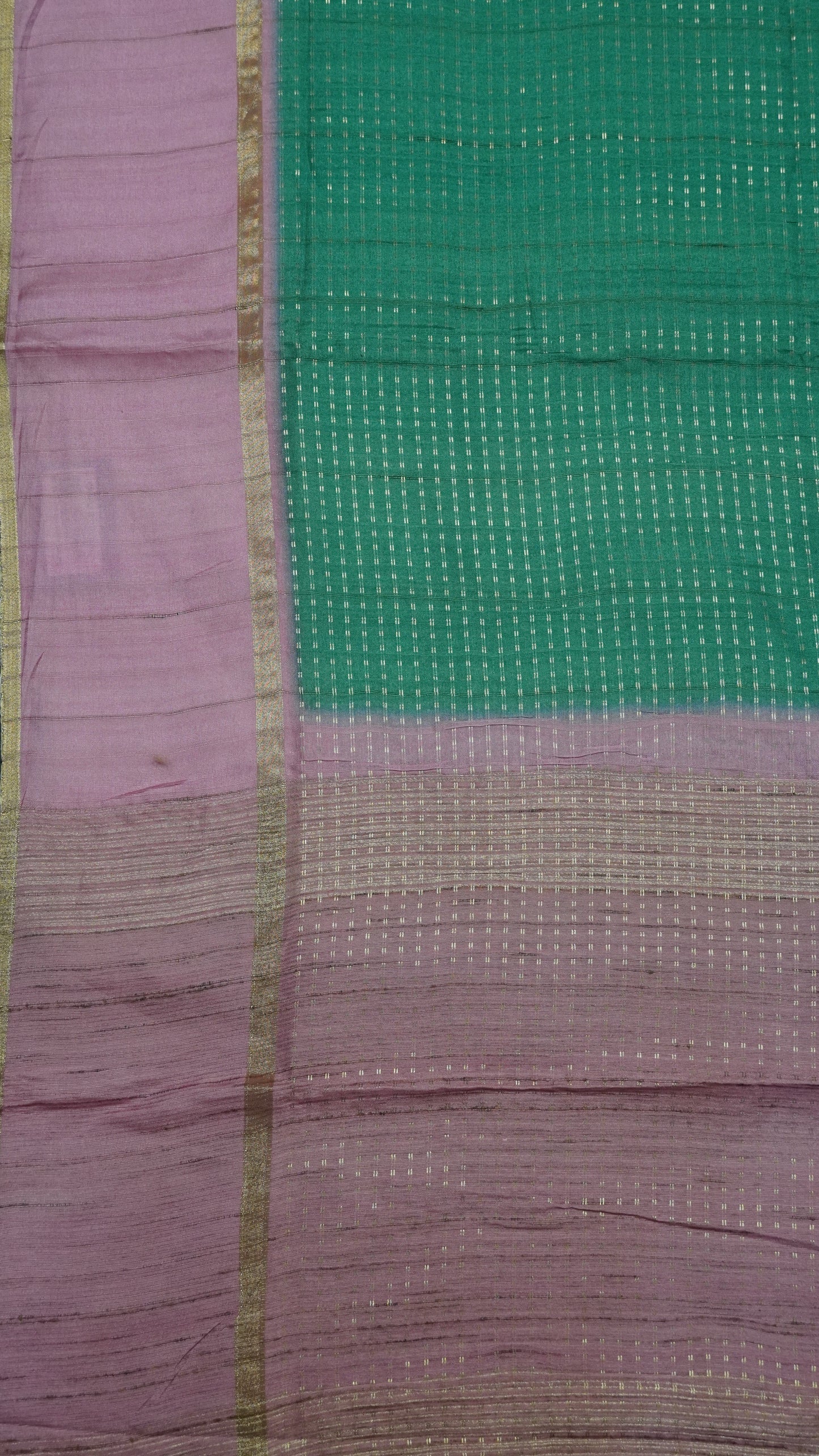 Semi Tussar Saree - Mini Zari Sea Green.