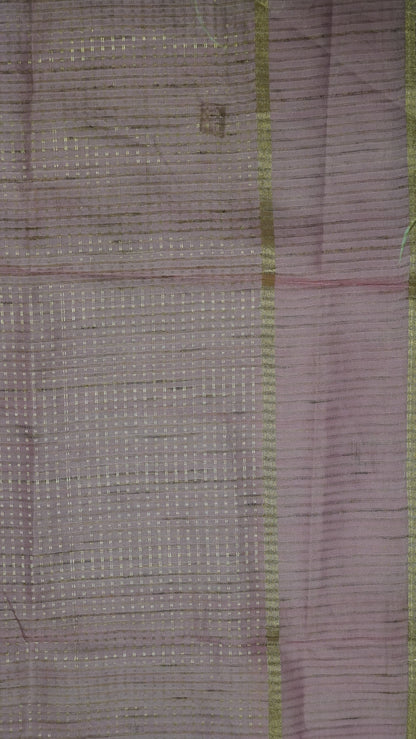 Semi Tussar Saree - Mini Zari Sea Green.