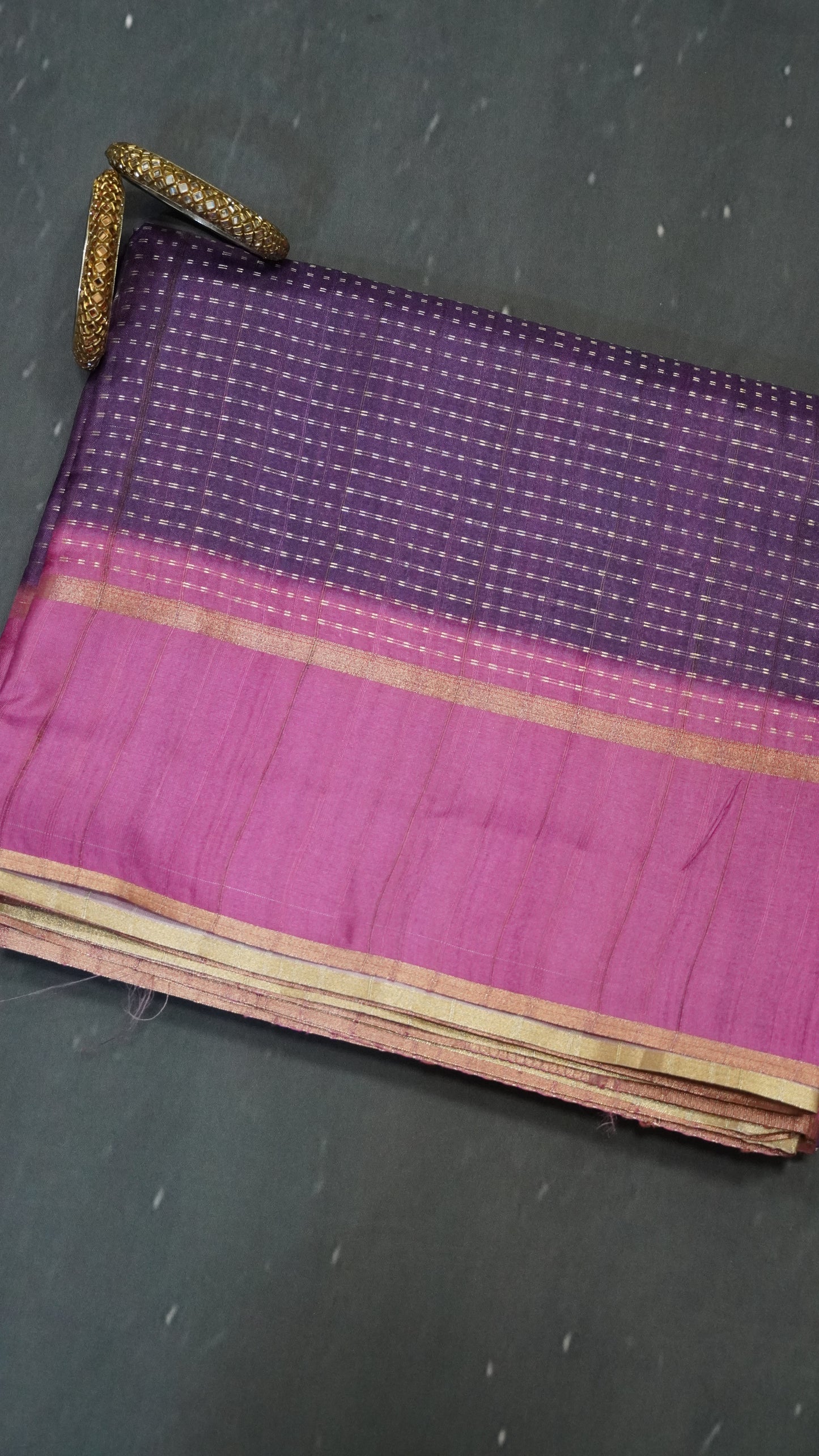 Semi Tussar Saree - Mini Zari Purple