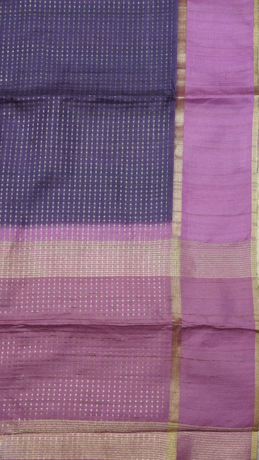 Semi Tussar Saree - Mini Zari Purple