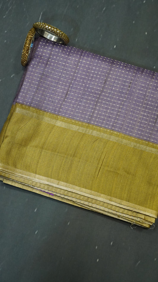 Semi Tussar Saree - Mini Zari Lavender