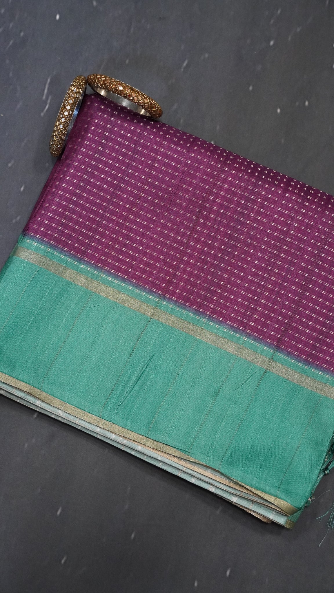 Semi Tussar Saree - Mini Zari Wine