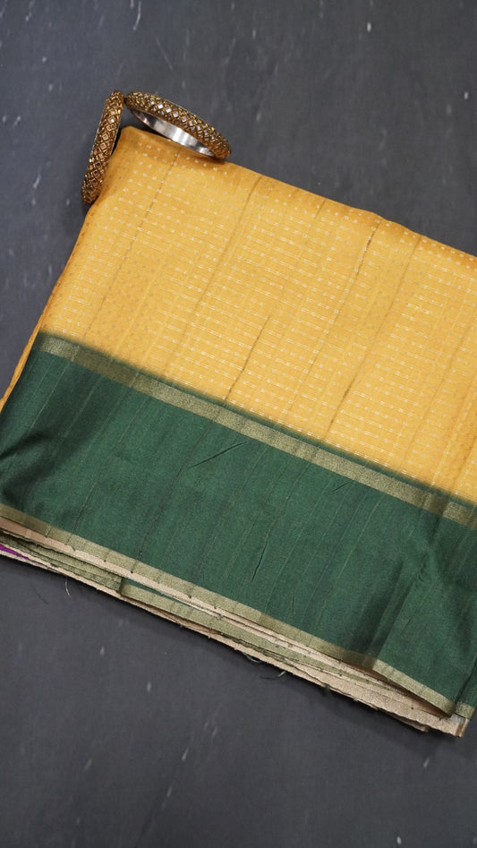 Semi Tussar Saree - Mini Zari Yellow