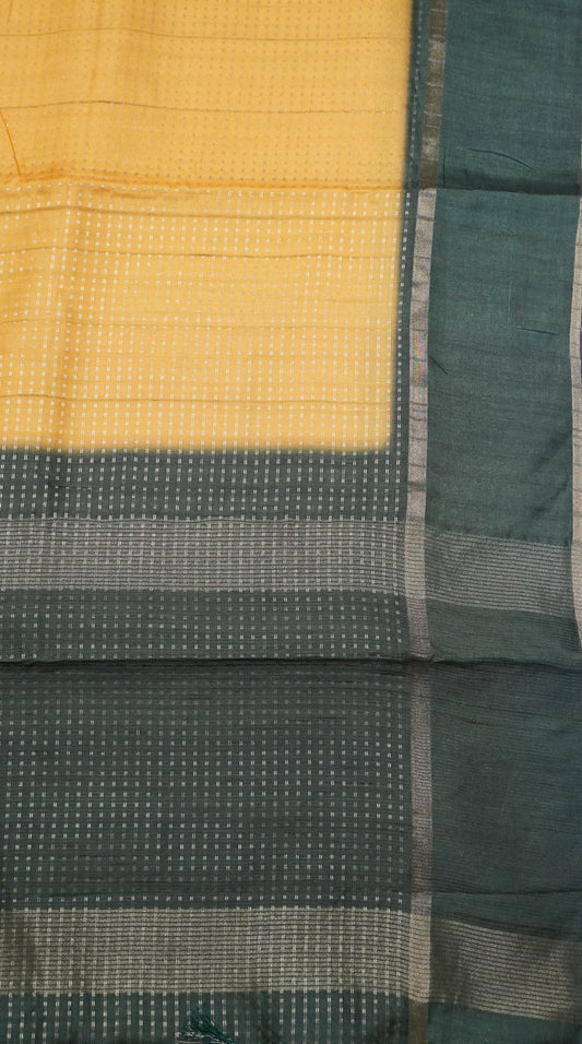 Semi Tussar Saree - Mini Zari Yellow