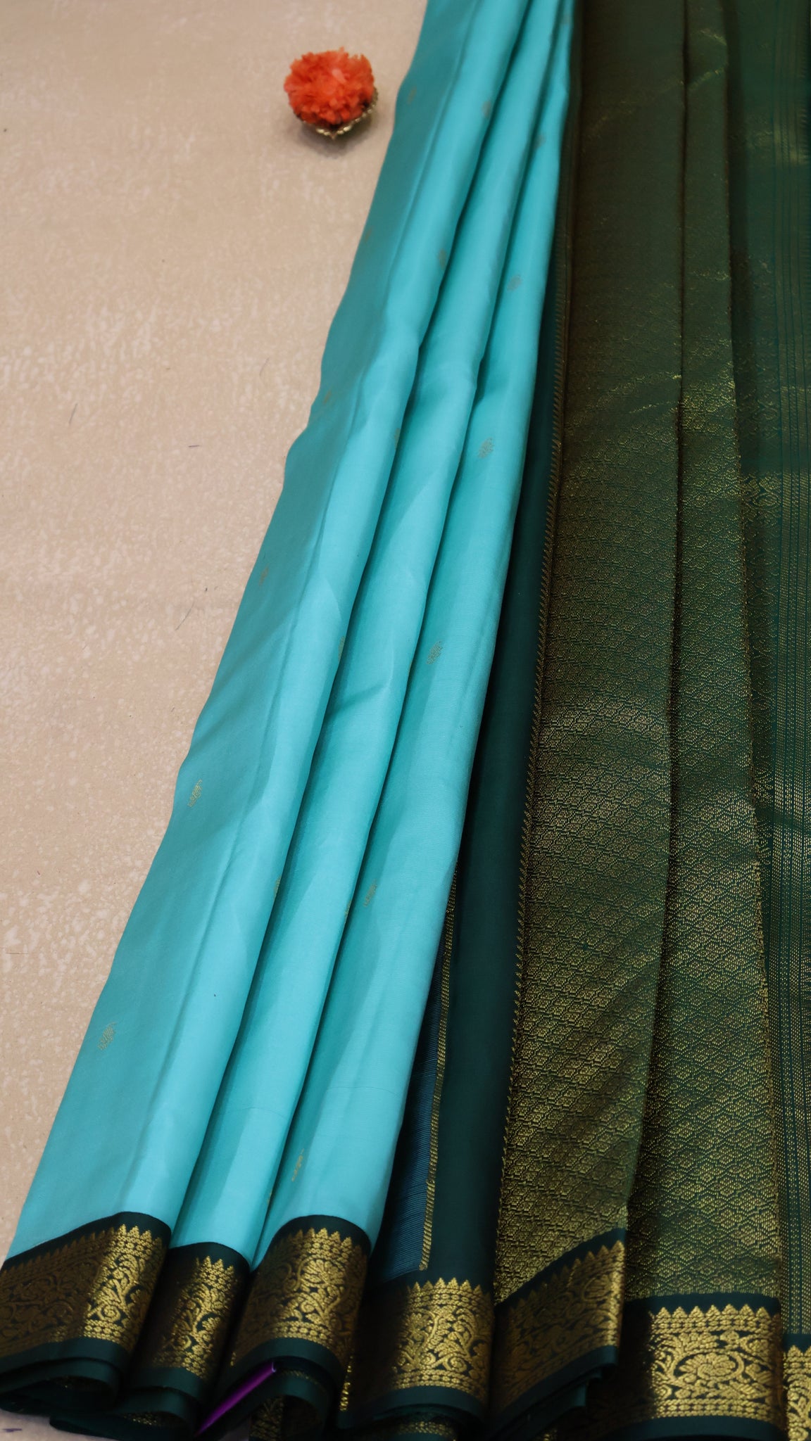 Akshayam-Pure Kanchipuram Saree Korvai Border-Green