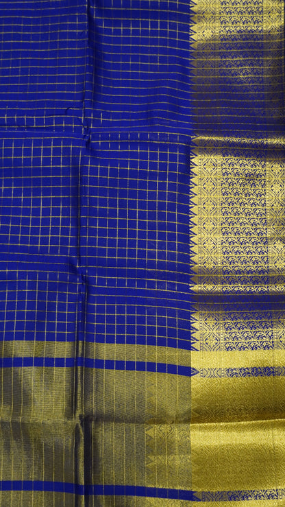 Semi Silk Saree - Square Checks Voilet