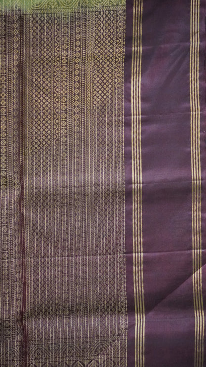 Pure Soft Silk Saree - Olive-Maroon