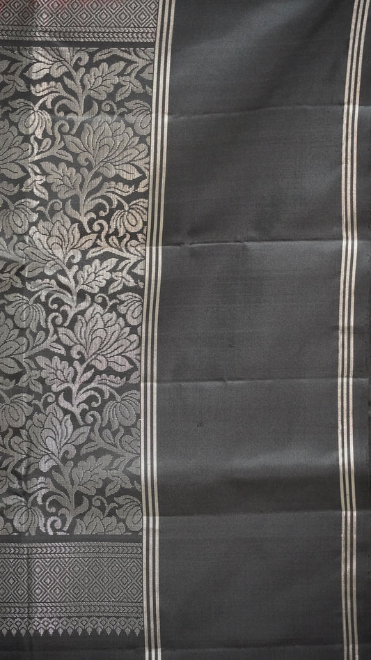 Pure Soft Silk Saree - Maroon-Black