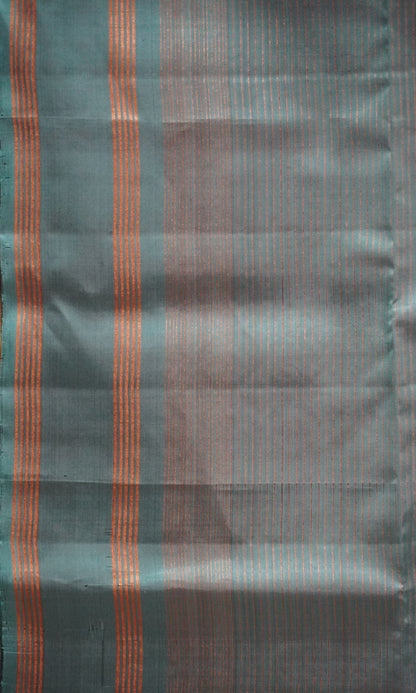Pure Soft Silk Saree - Brown-Teal Blue