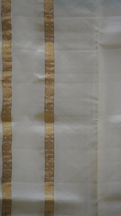 Pure Soft Silk Saree - Green-Off white