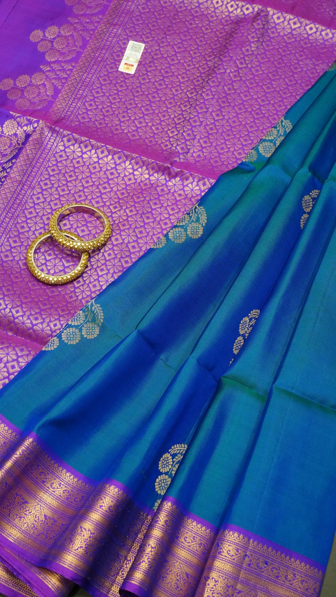 Pure Silk Saree Saree - Peacock Blue - Blue