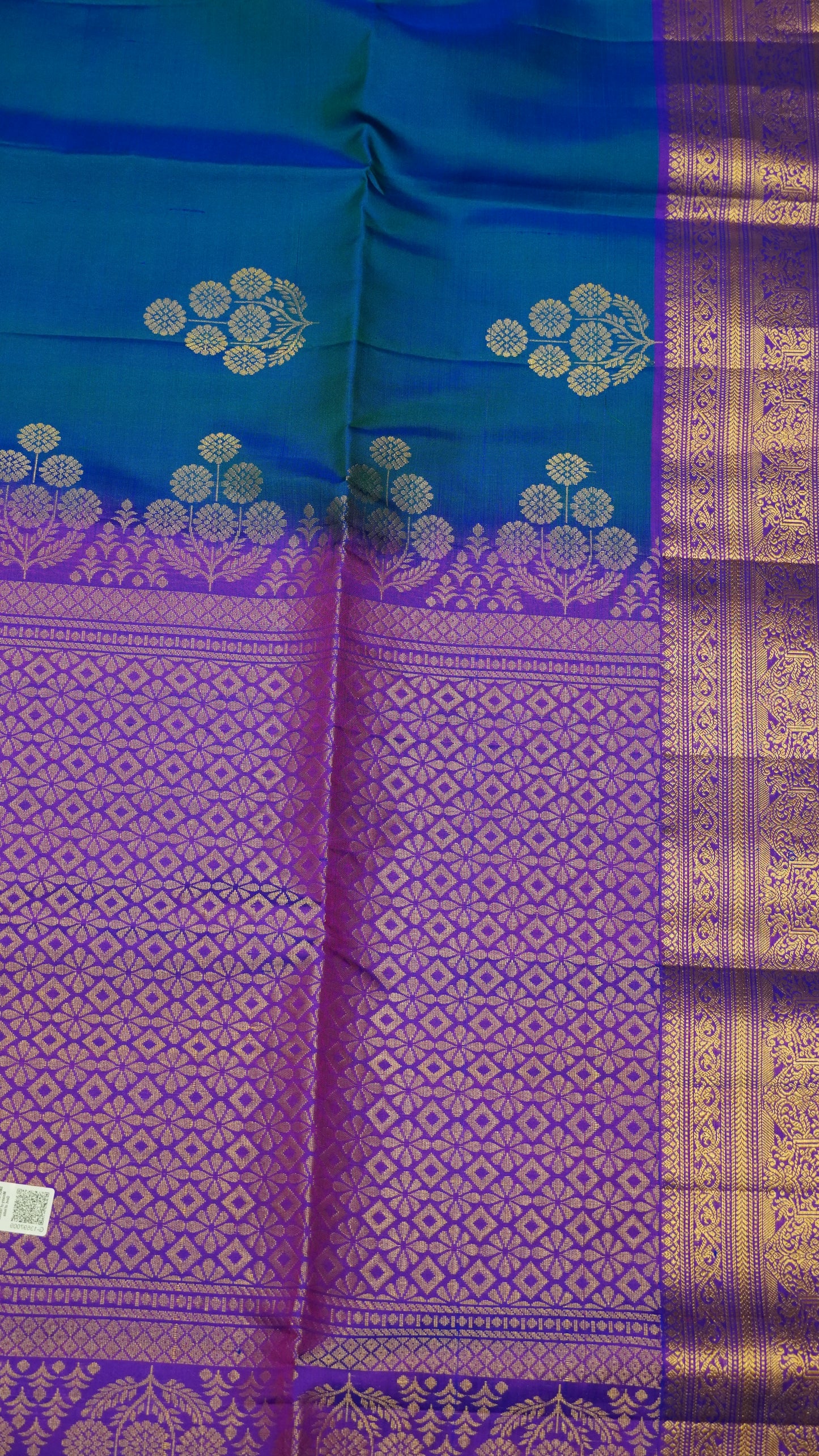 Pure Silk Saree Saree - Peacock Blue - Blue
