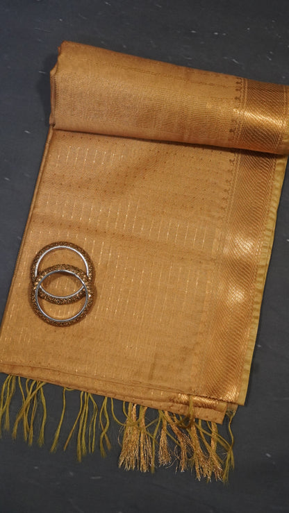 Semi Bhagalpur Tussar - Zari Dots Gold