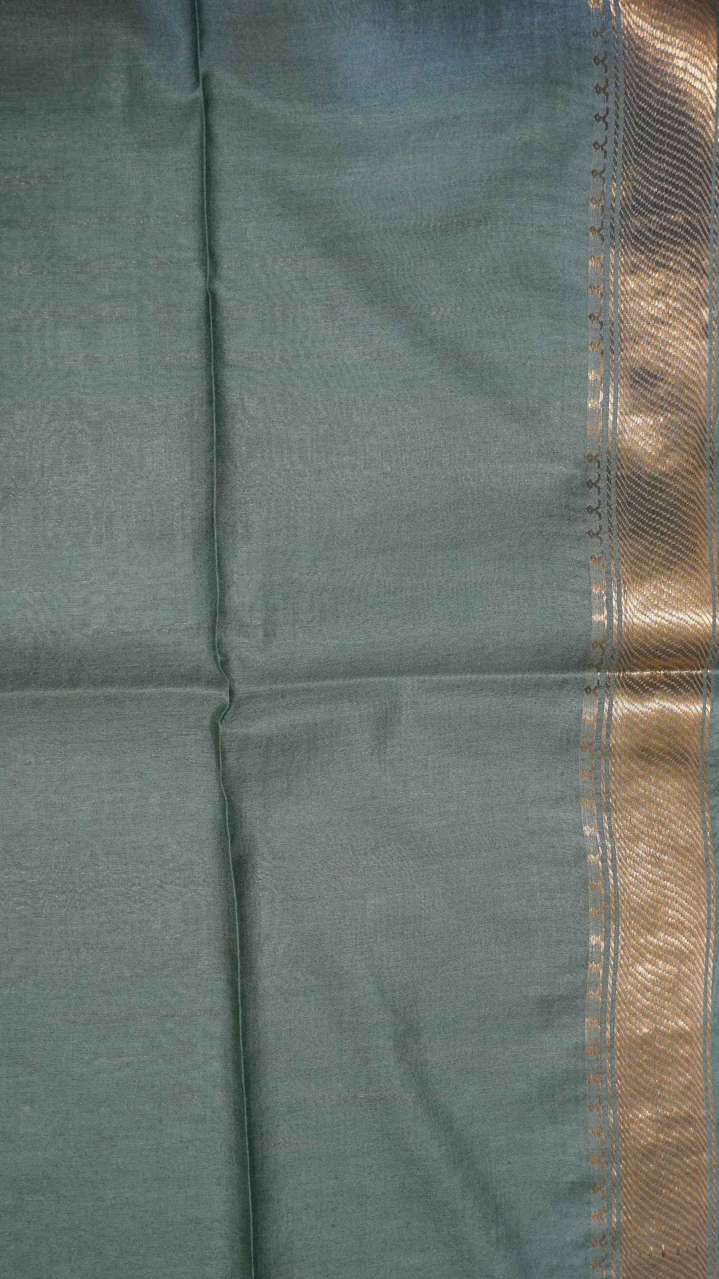 Semi Bhagalpur Tussar - Zari Dots Light Sage Green