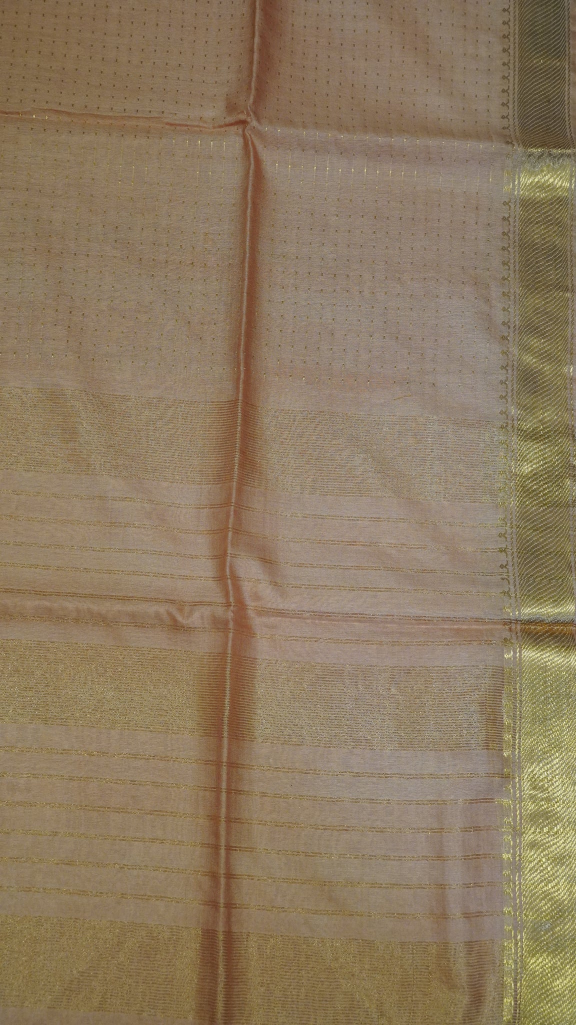 Semi Bhagalpur Tussar - Zari Dots Pale Orange