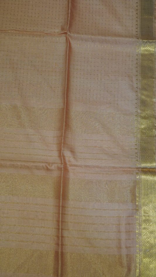 Semi Bhagalpur Tussar - Zari Dots Pale Orange