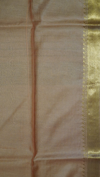 Semi Bhagalpur Tussar - Zari Dots Pale Orange