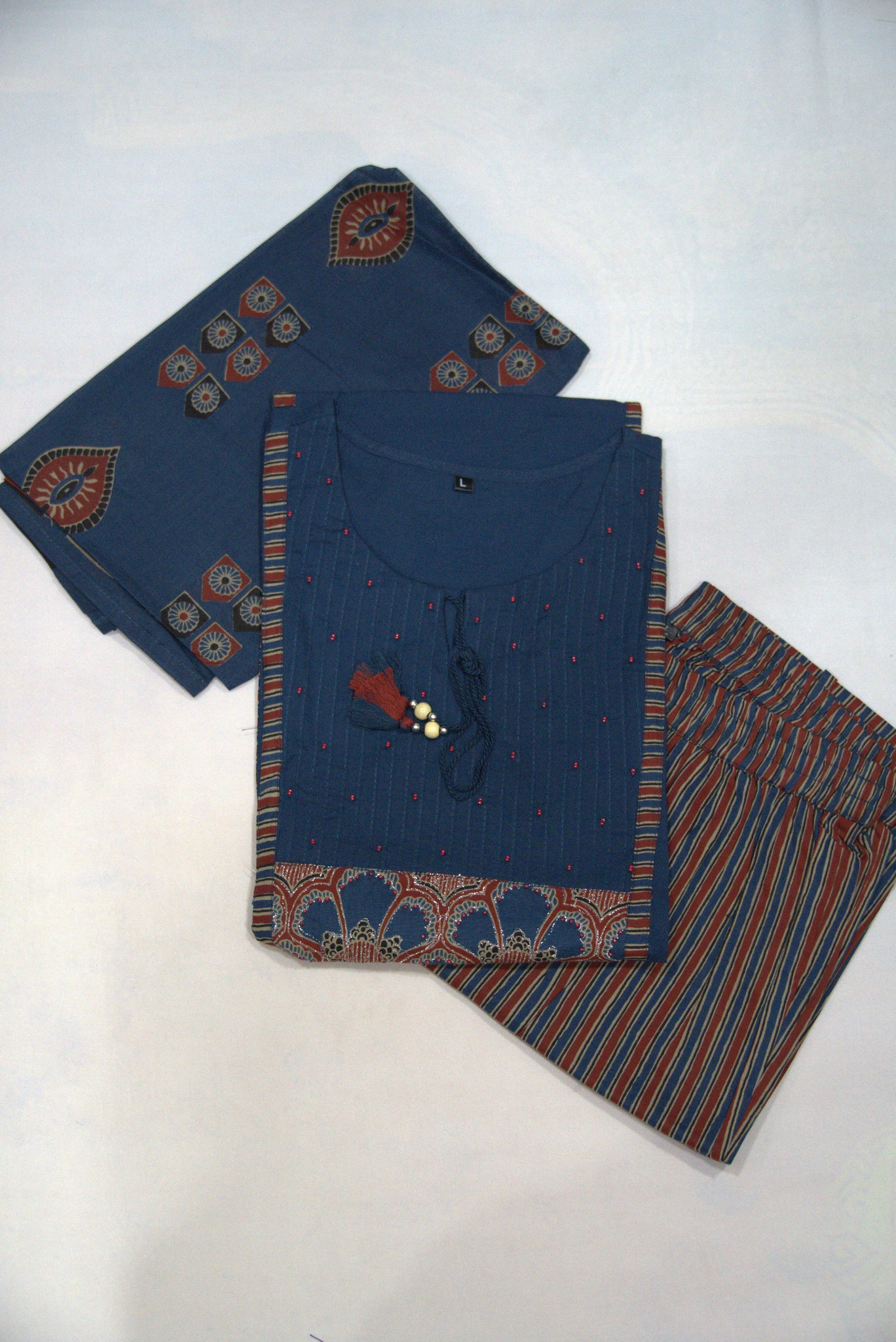 3pcs Salwar Suit with Sequence Work and Tassel