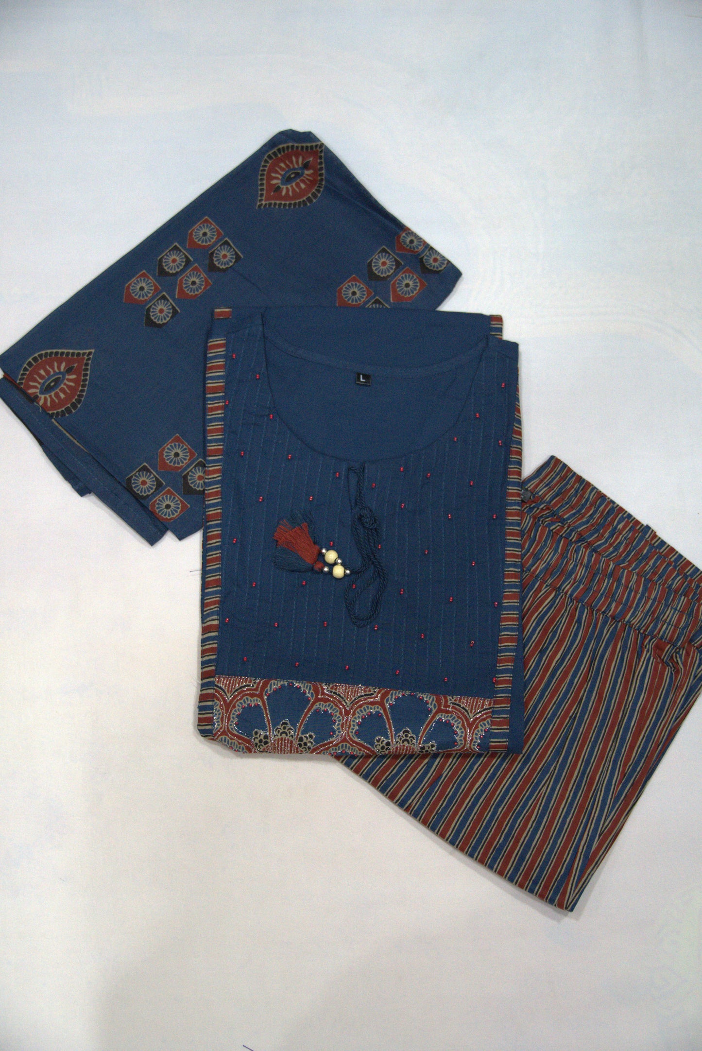 3pcs Salwar Suit with Sequence Work and Tassel