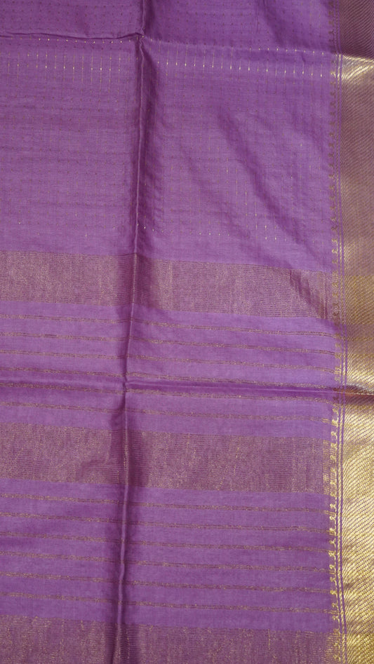 Semi Bhagalpur Tussar - Zari Dots Muted Purple