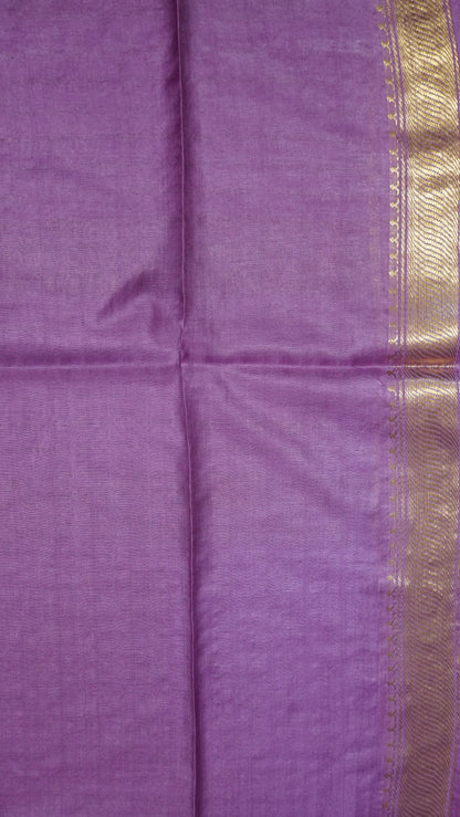 Semi Bhagalpur Tussar - Zari Dots Muted Purple