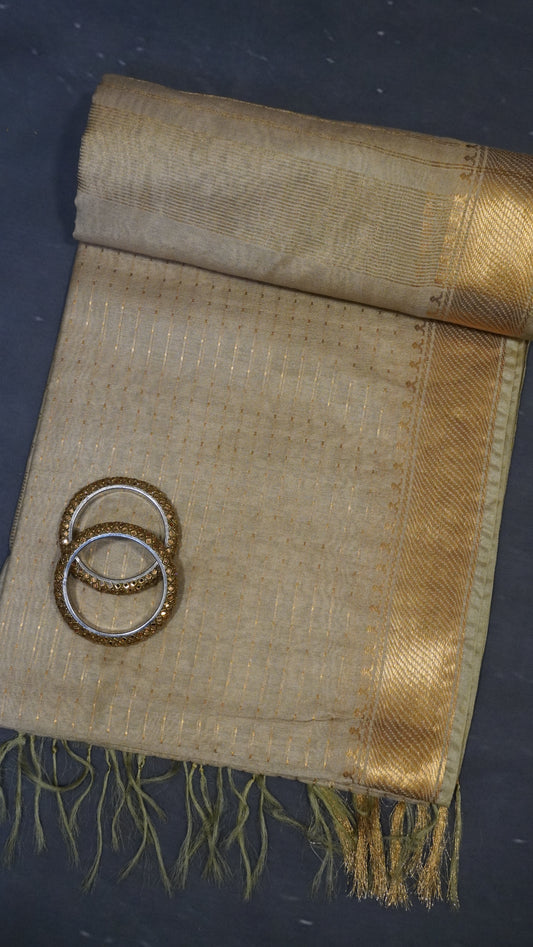 Semi Bhagalpur Tussar - Zari Dots Sandal