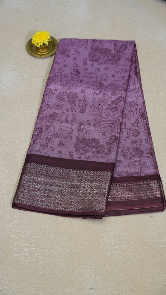 Dola Silk Saree Figure Print Pink