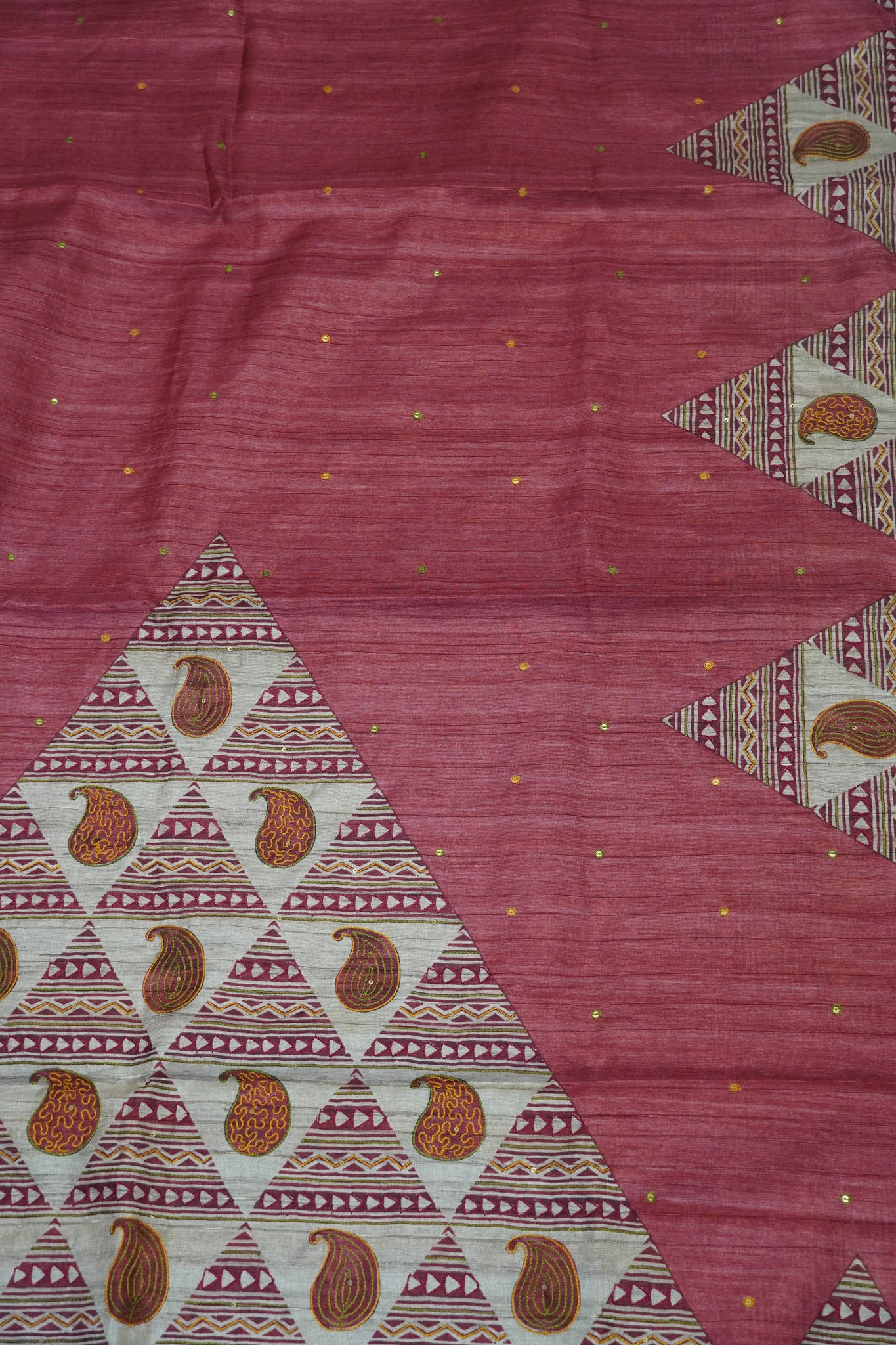 Semi Tussar Saree - Pyramid Maroon