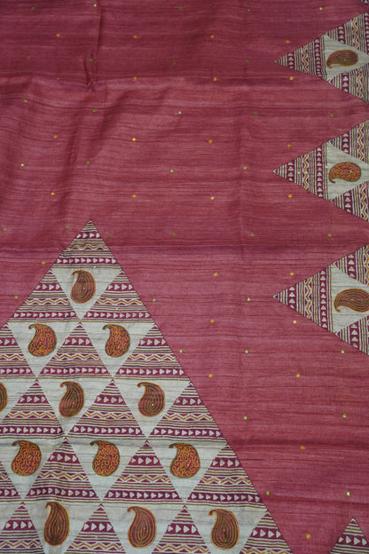 Semi Tussar Saree - Pyramid Maroon