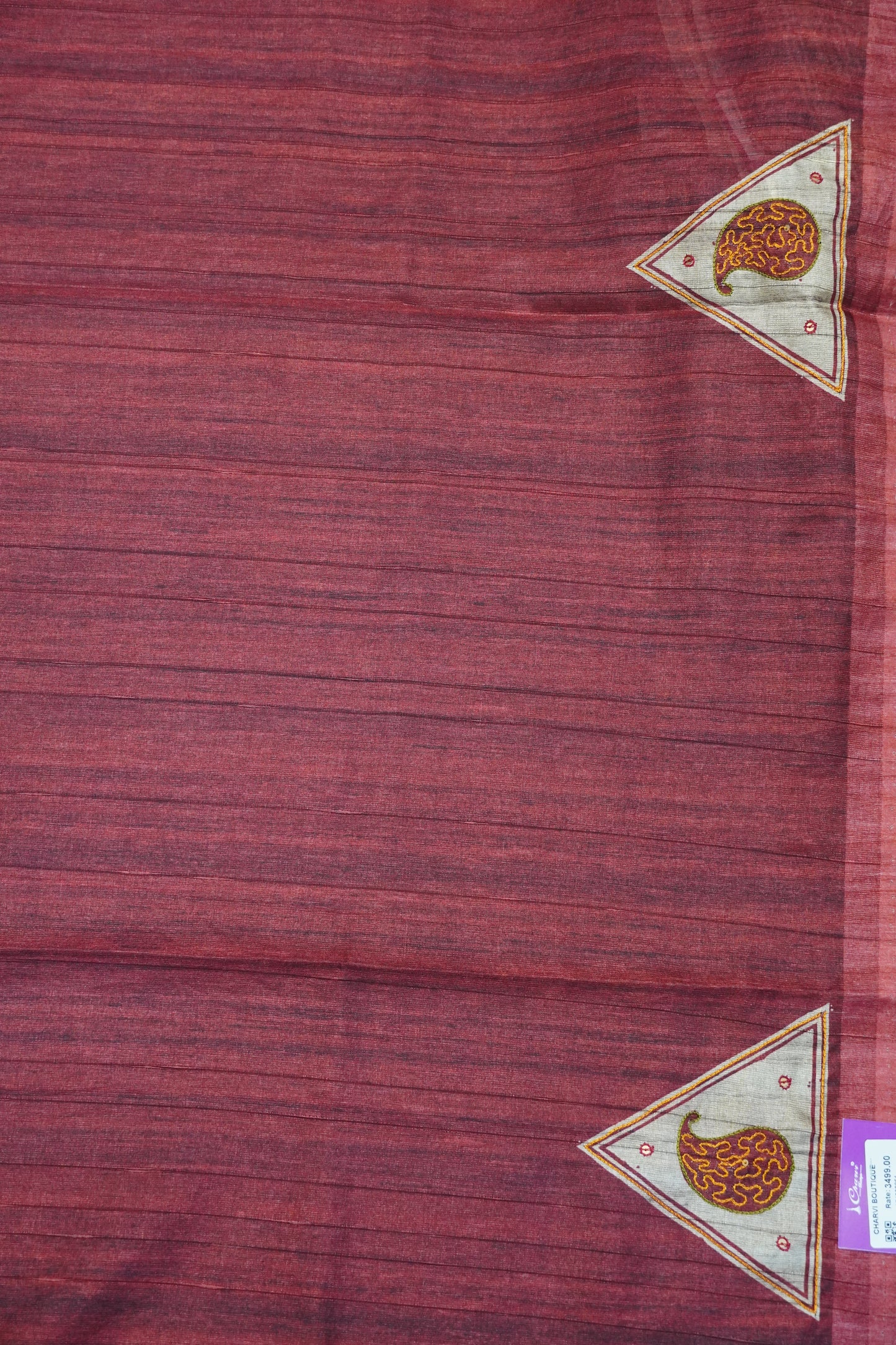 Semi Tussar Saree - Pyramid Maroon