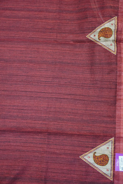 Semi Tussar Saree - Pyramid Maroon