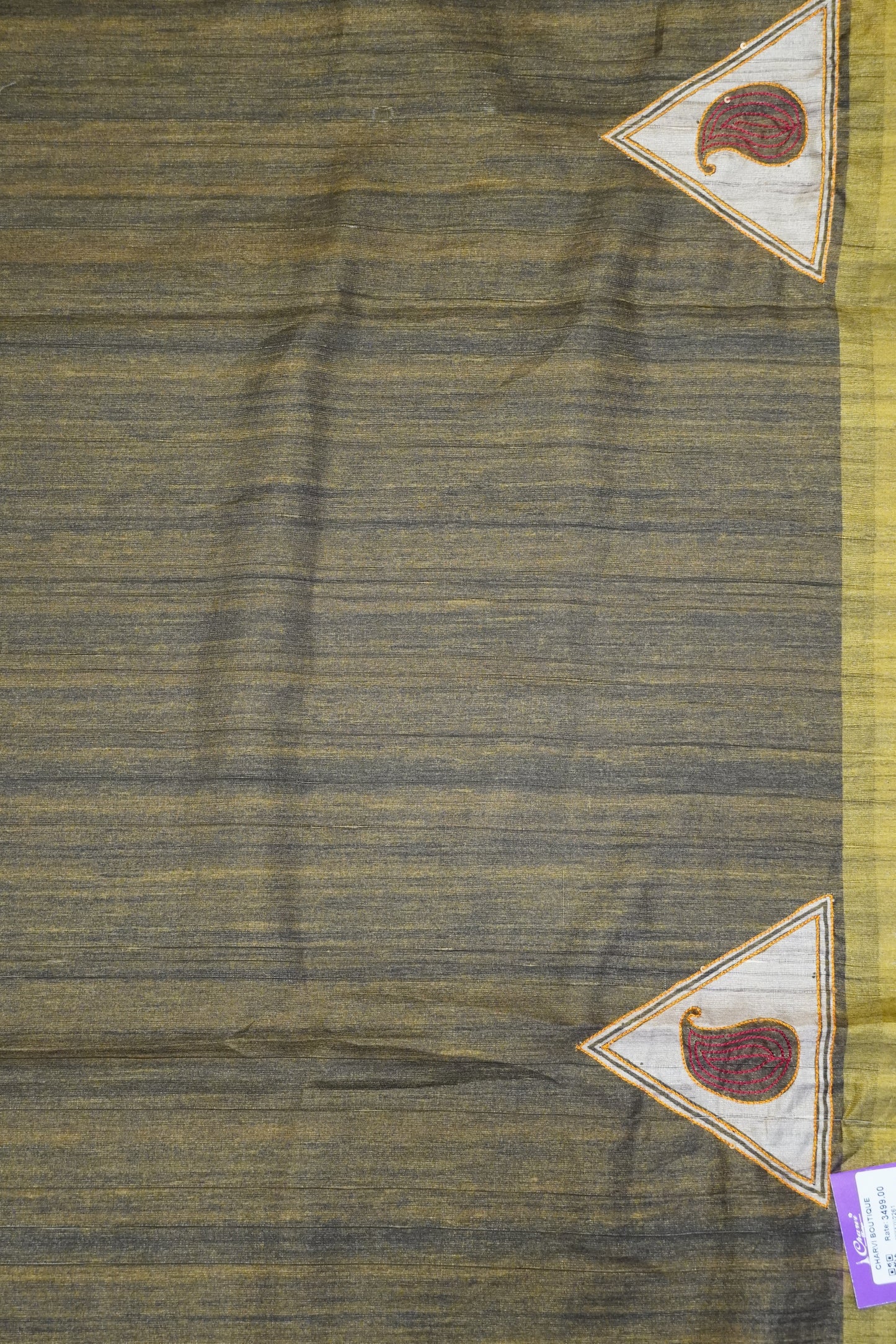 Semi Tussar Saree - Pyramid Olive Green
