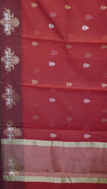 Art Zari Kota Deer Print - Maroon