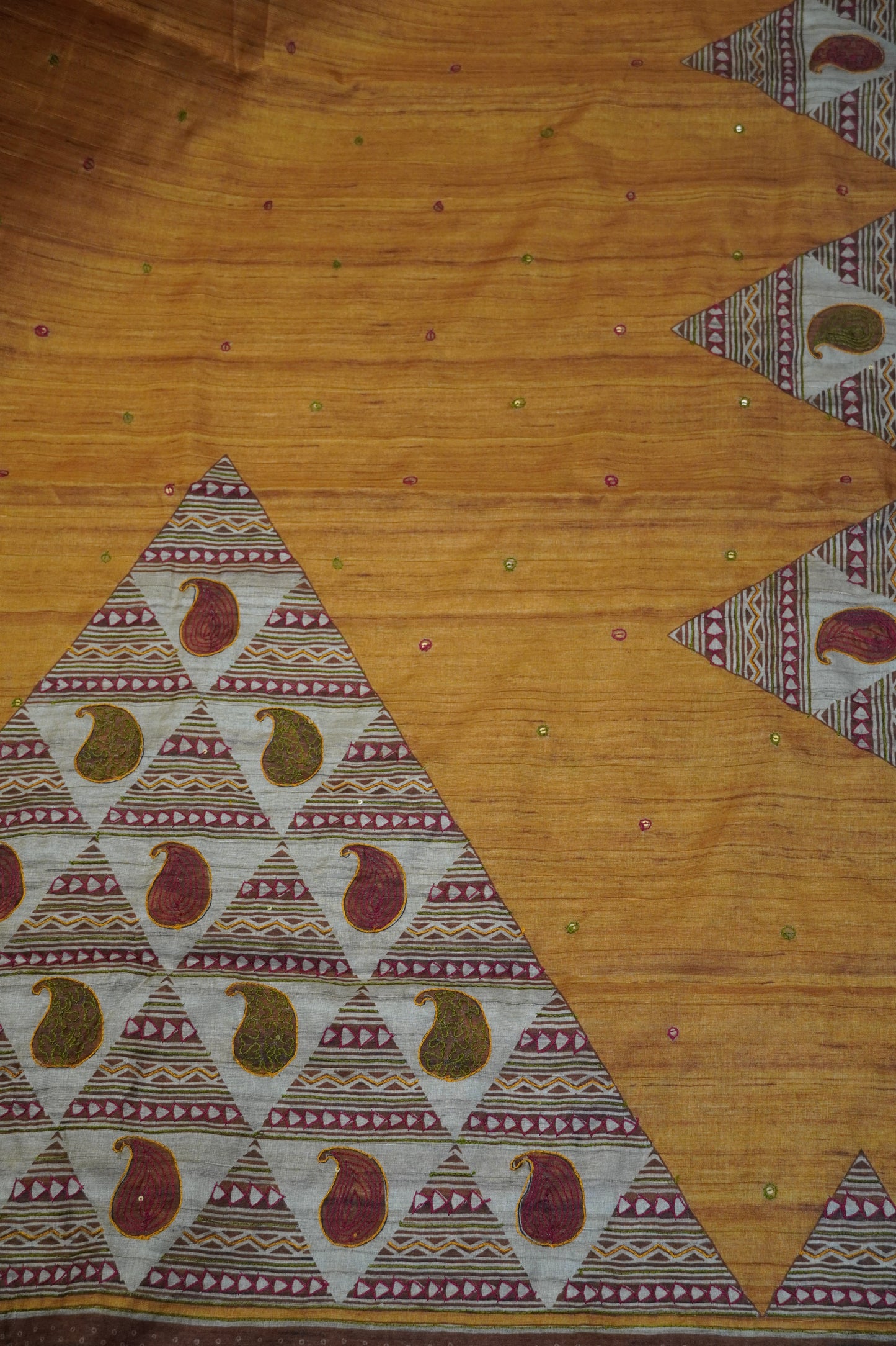Semi Tussar Saree - Pyramid Mustard